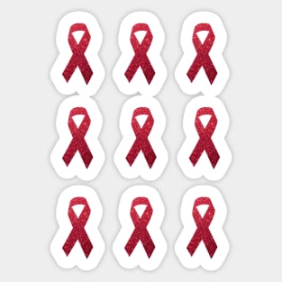 Red Faux Glitter Awareness Ribbon Pack Sticker